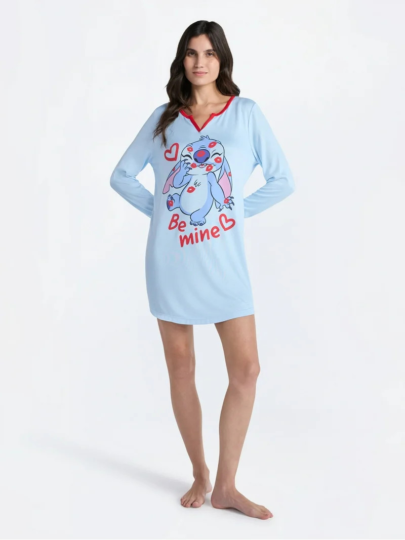 Disney Stitch Women's Valentine's Day Sleepshirt, Sizes XS-3X | Walmart (US)
