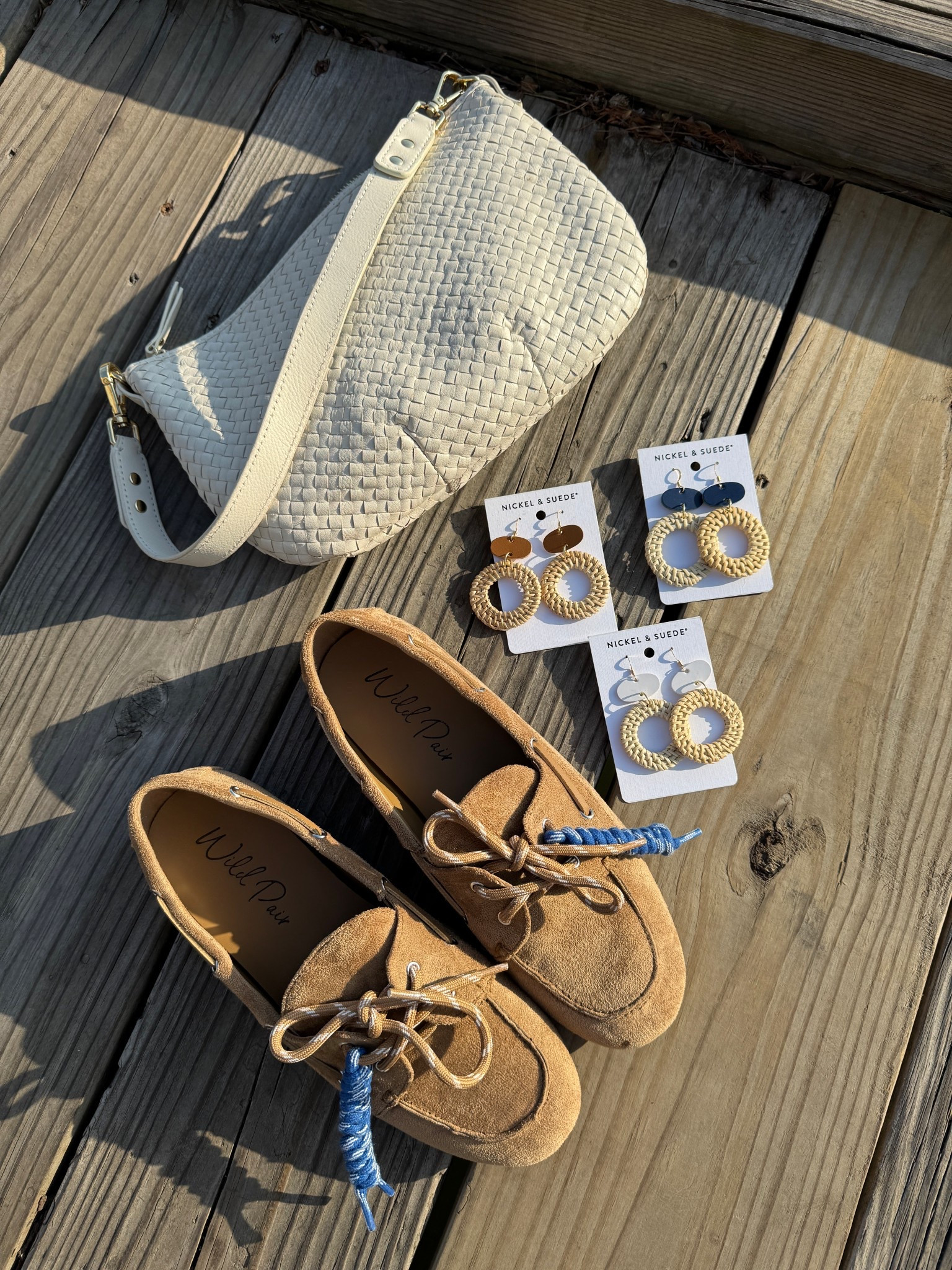 Boat shoes and earrings that coordinate 