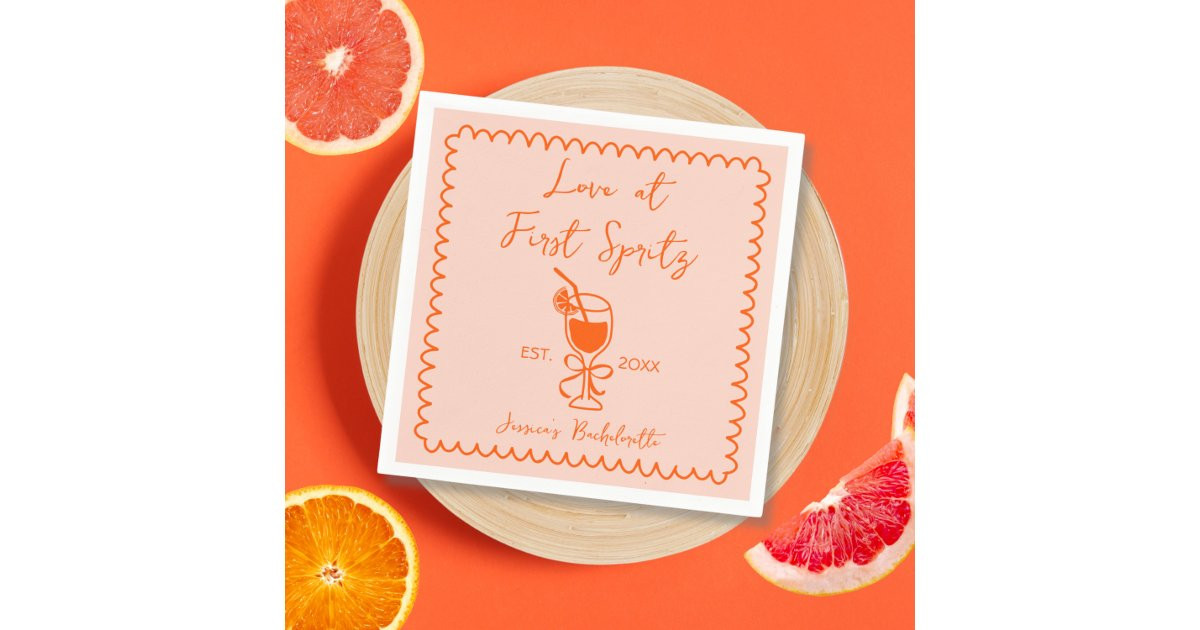 Love At First Spritz Hand Drawn Bridal Shower Napkins | Zazzle | Zazzle