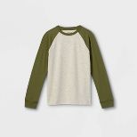 Boys' Baseball Long Sleeve T-Shirt - Cat & Jack™ Cream/Fern Green | Target