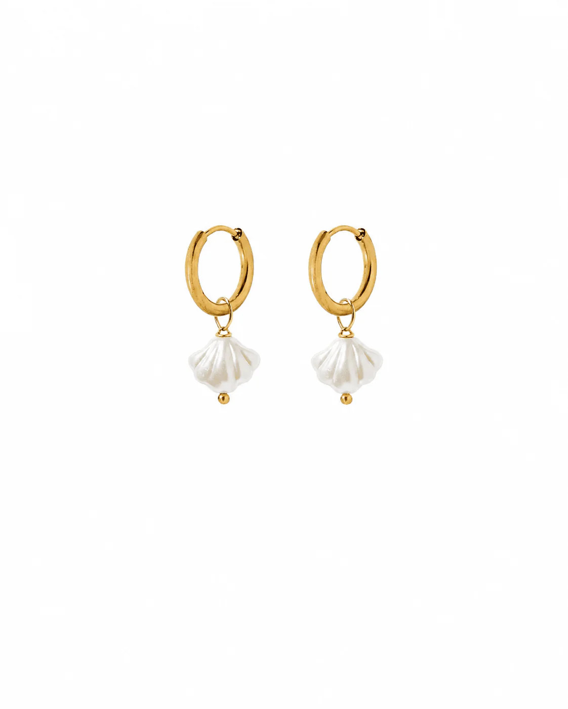 Huggie Charm Earrings - Kai Seashell Pearl | LINNY CO LLC