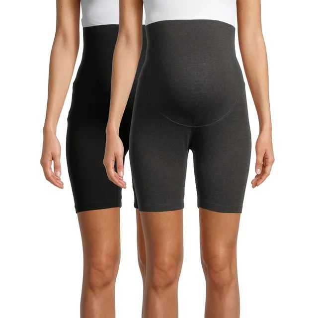 Oh! Mamma Maternity Women's Bike Shorts Set, 2-Pack (Women's & Women's Plus) | Walmart (US)