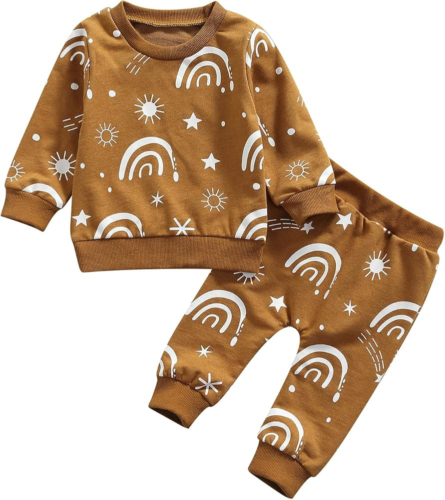 Kids Toddler Baby Girl Fall Winter Clothes Waffle Knit Long Sleeve Pullover Sweatshirt Top and Pa... | Amazon (US)