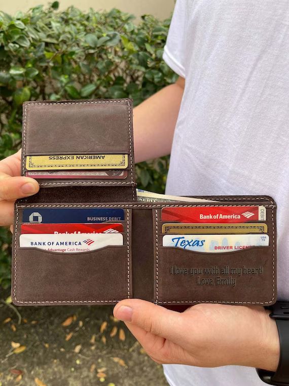 Fathers Day Gift for Him Custom Leather Wallet Personalized | Etsy | Etsy (US)