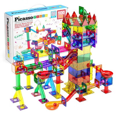 PICASSO-TILES Marble Run Magnetic Tiles for Kids – 100PCS STEM Educational Construction Building Blocks Race Track Creative Learning Toy Set | Target
