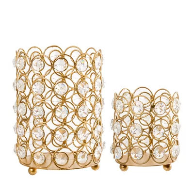 2 Piece Metal/Crystal Votive Holder Set | Wayfair North America