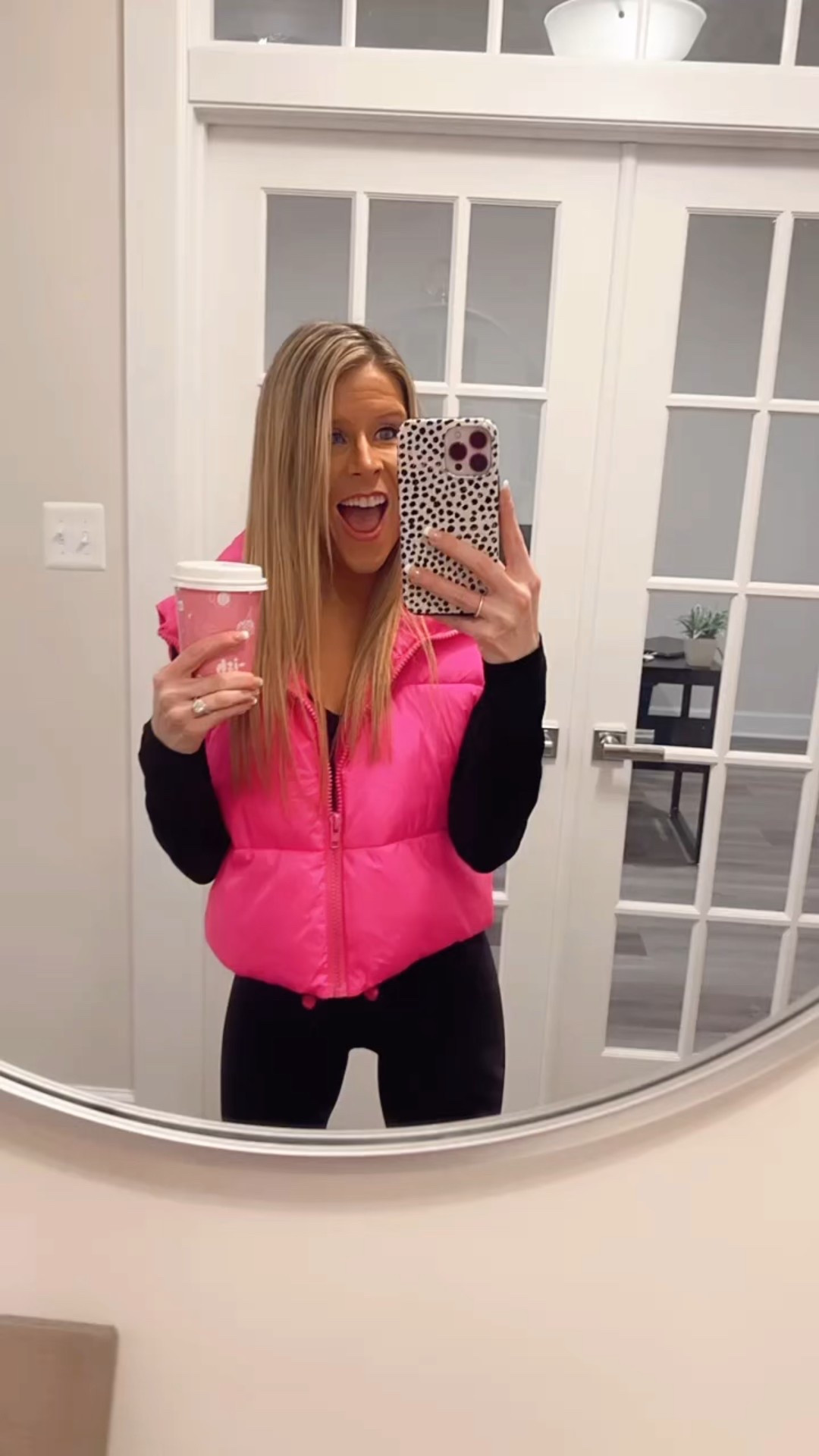 Cute Activewear Outfit styled for Winter, Early Spring, + Valentine’s Day with a hot pink puffer vest, highwaisted leggings, hot pink sneakers, + black bodysuit layered underneath. 

Pink vest, casual outfit, casual Valentine’s Day outfit, travel outfit, athleisurewear outfit, everyday outfit, high-rise leggings outfit, 

#LTKTravel #LTKootd #LTKActive