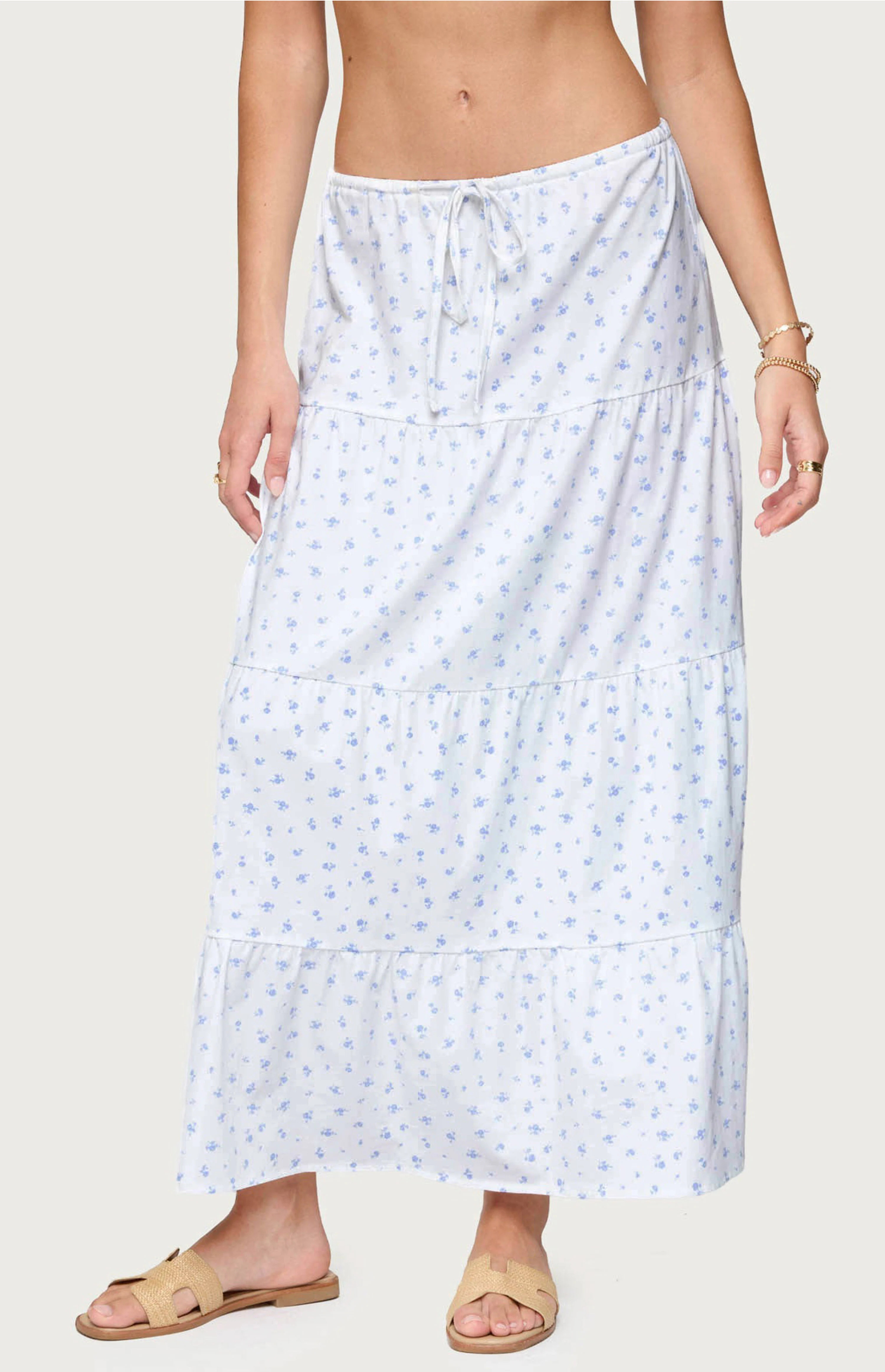 Edikted Charley Floral Tiered Maxi Skirt | PacSun