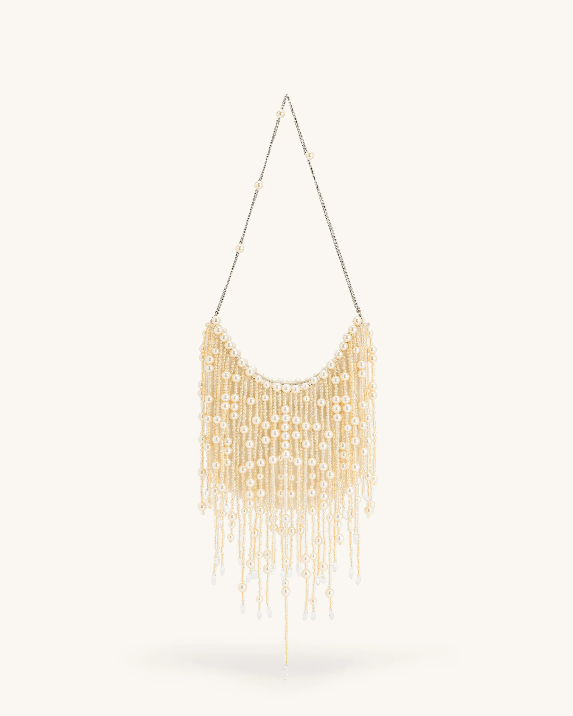 Elaine Pearl-Embellished Fringe Bag - White | JW PEI US