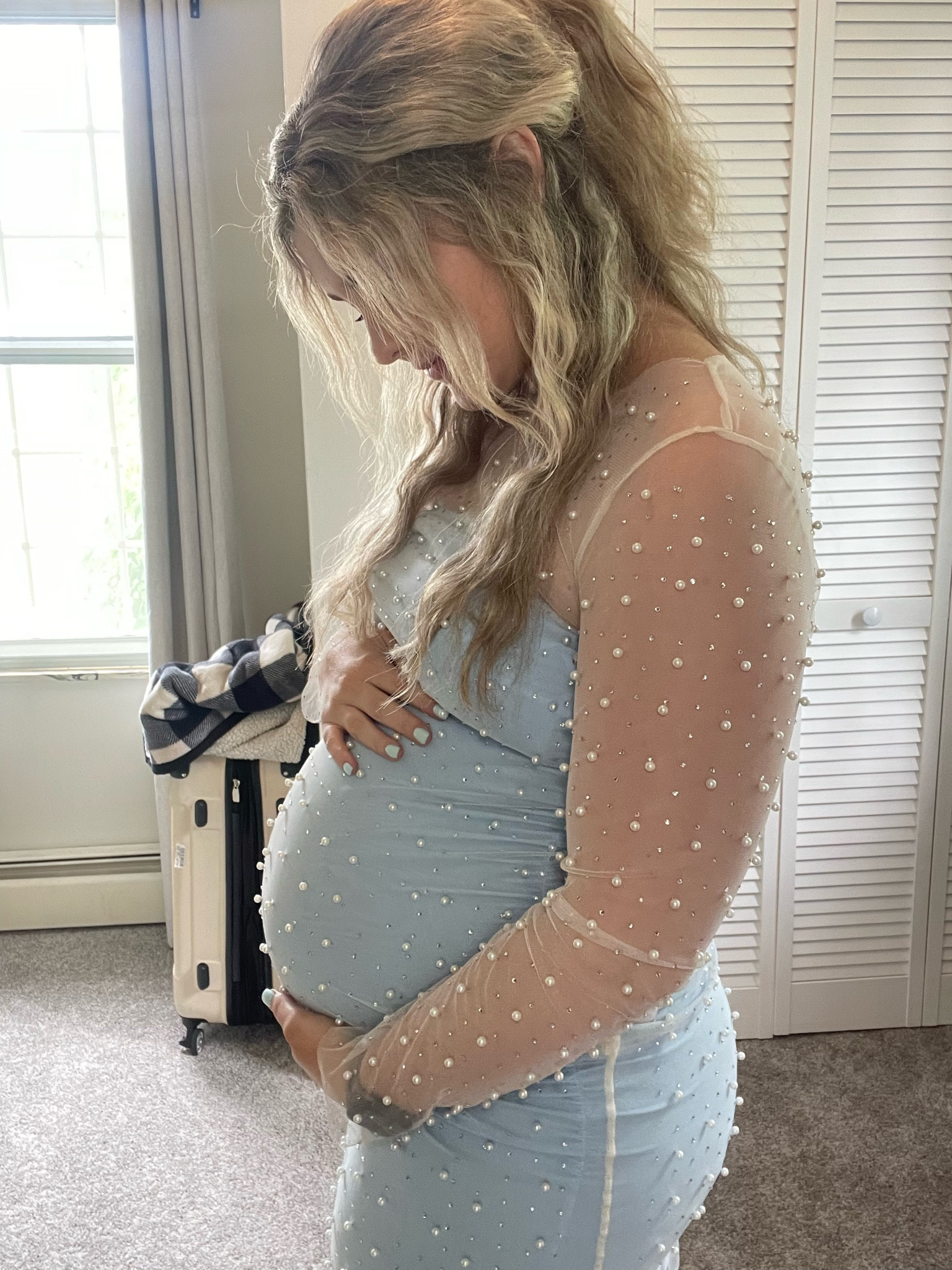 My baby shower dress combo! Blue dress with pearl overlay 🩵

#LTKBaby #LTKBump #LTKBeauty