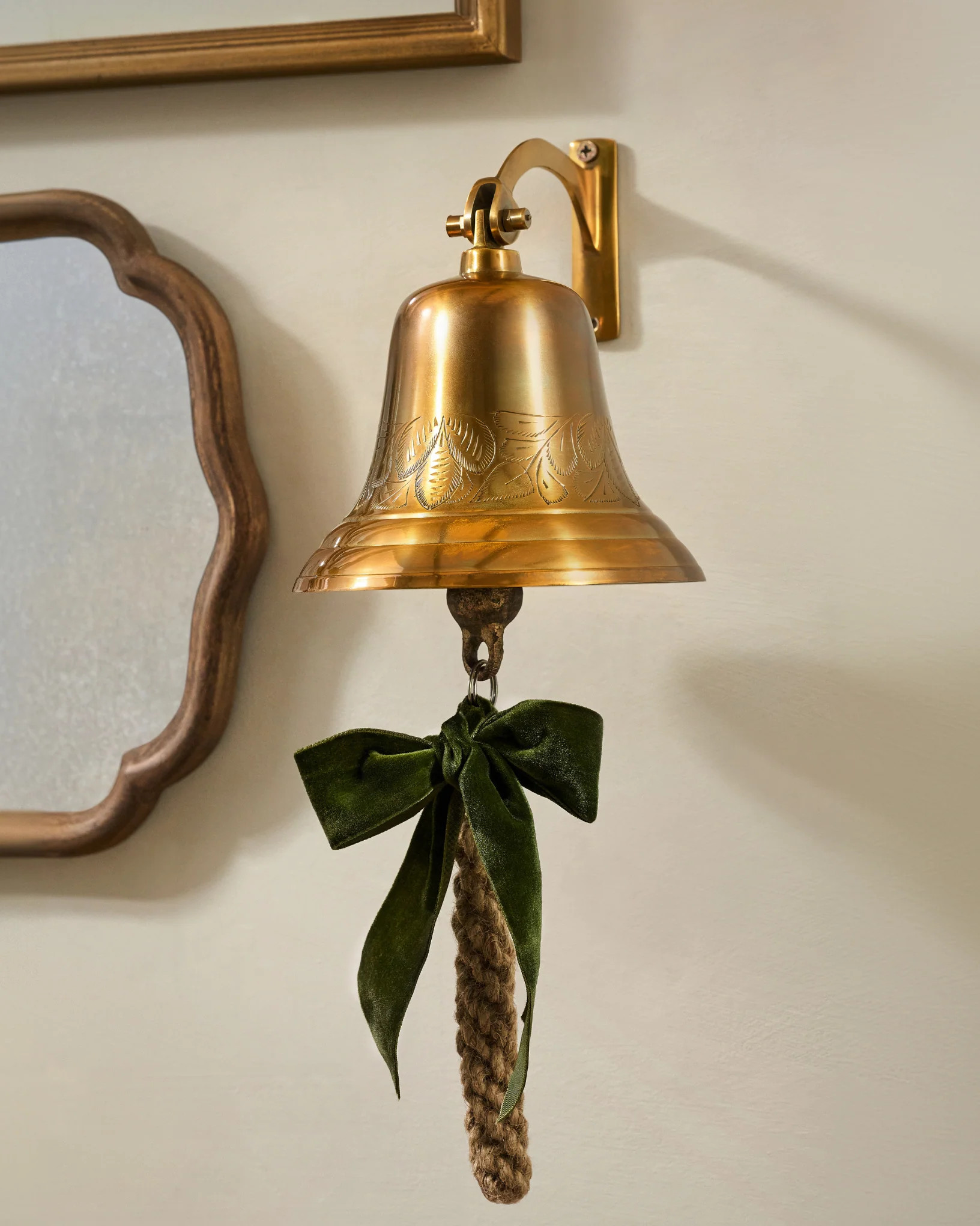 Polished Brass Etched Wall Bell | Magnolia