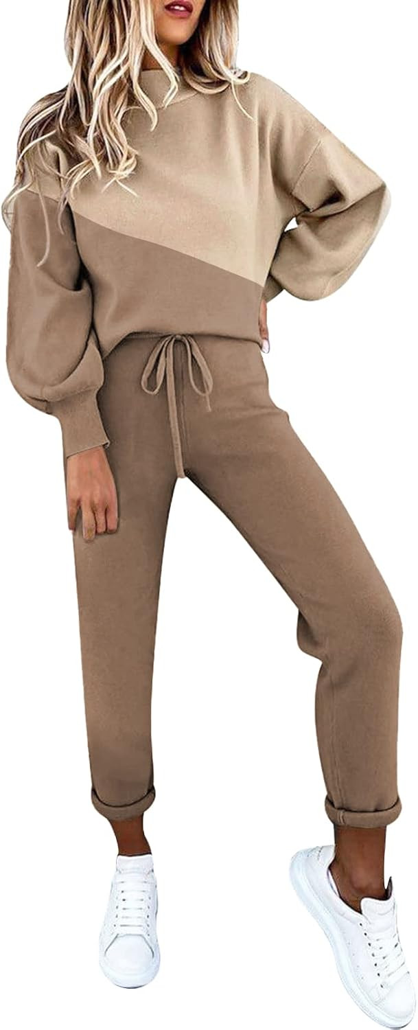 Fixmatti Women's 2 Piece Outfits Long Sleeve Pullover Sweatshirt Jogger Pants Sweatsuit | Amazon (US)