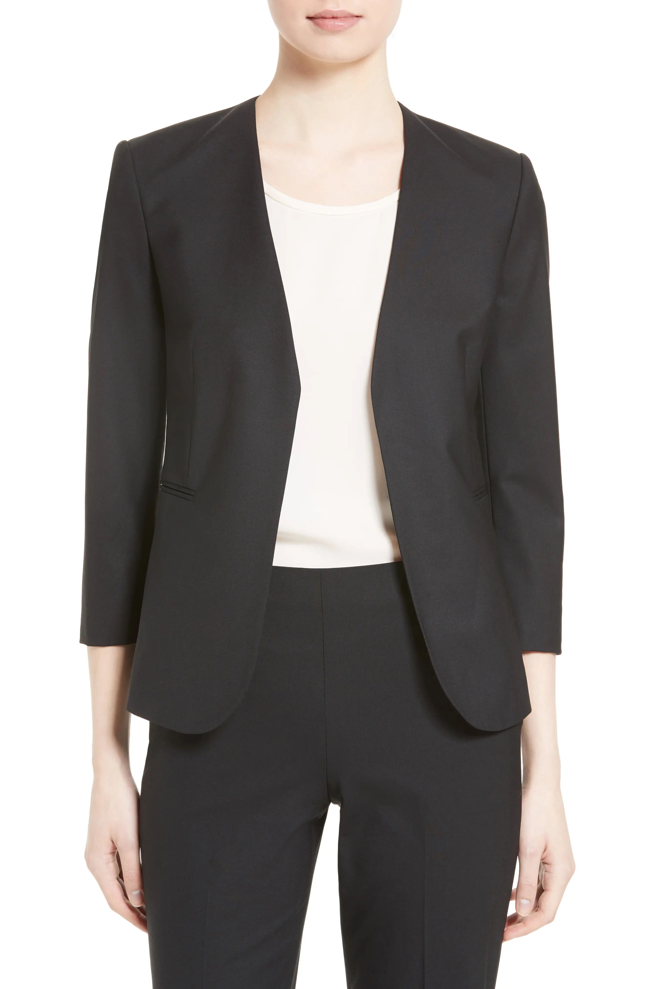 Women's Theory Lindrayia B Good Wool Suit Jacket, Size 00 - Black | Nordstrom