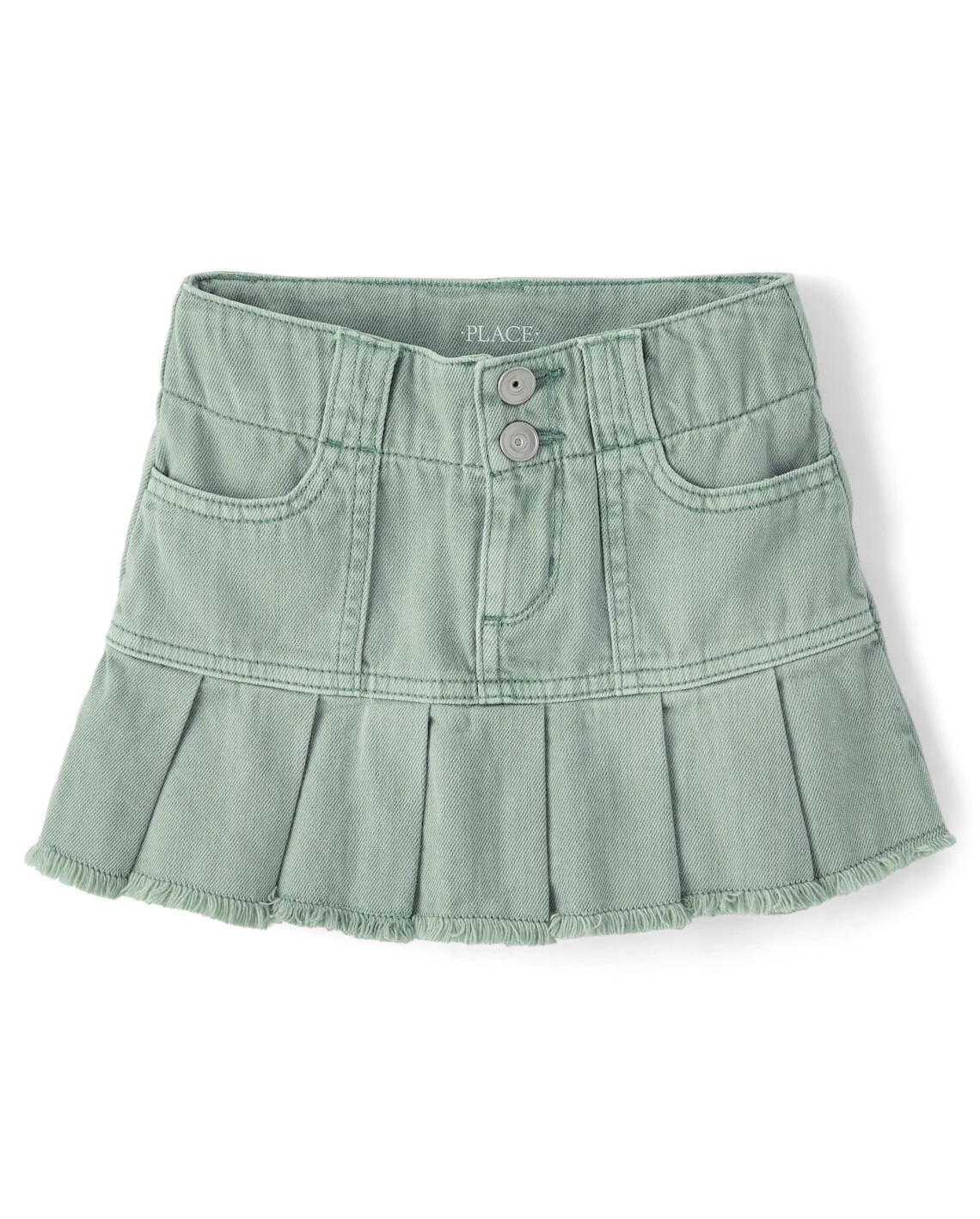 Girls Garment Dyed Denim Pleated Skort - green | The Children's Place
