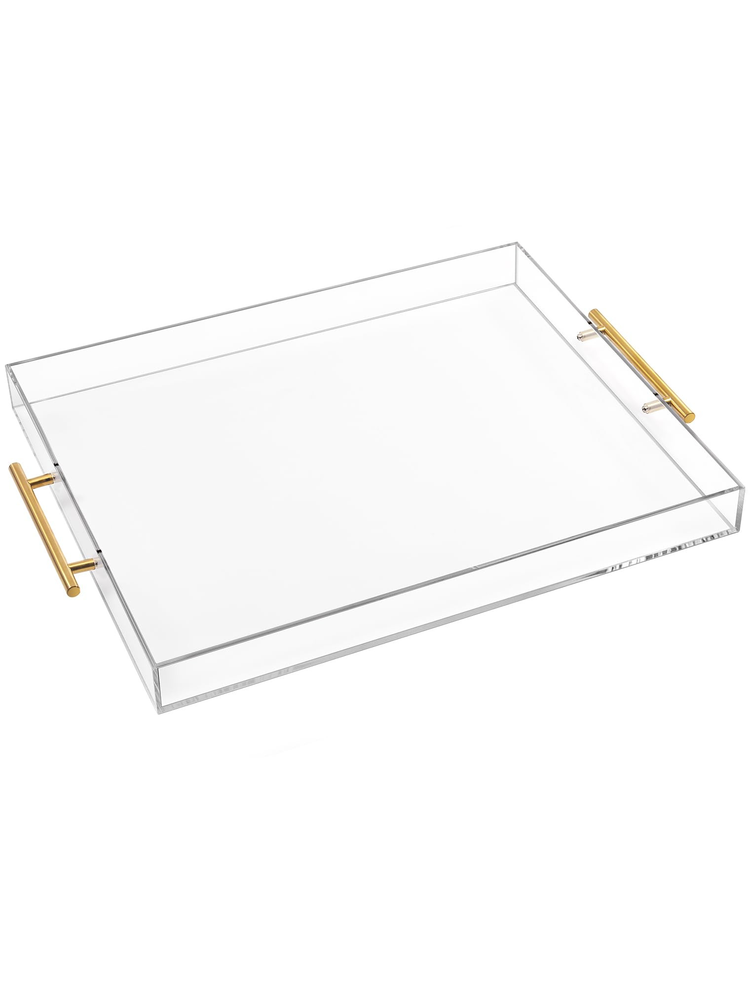Large Clear Acrylic Serving Tray (16×18 Inches) with Gold Handles Spill Proof Acrylic Decorative... | Amazon (US)