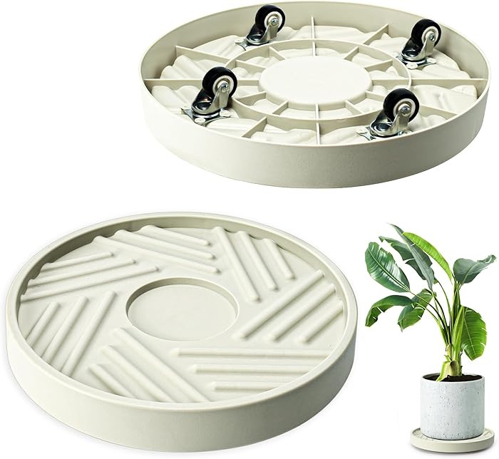 REDHUGO 2PCS Round Plant Caddy with Hidden Wheels, Heavy Duty Rolling Plant Stand Caddy with Whee... | Amazon (US)