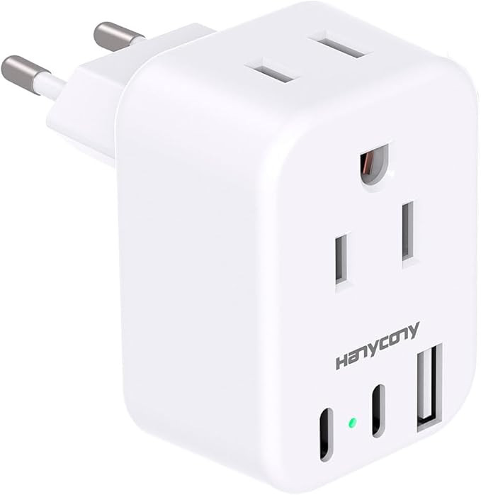 European Travel Plug Adapter USB C, HANYCONY International Plug Adapter, US to Europe Adapter Plu... | Amazon (US)