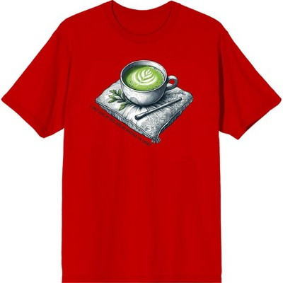 Matcha Teacup I Only Love My Bed and Matcha Red Adult Crew Neck Short Sleeve Shirt-Medium | Target