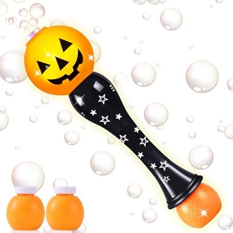 JOYIN Halloween Light Up Pumpkin Bubble Blower Wand, Glowing Automatic Bubble Machine with 2 Bubb... | Amazon (US)