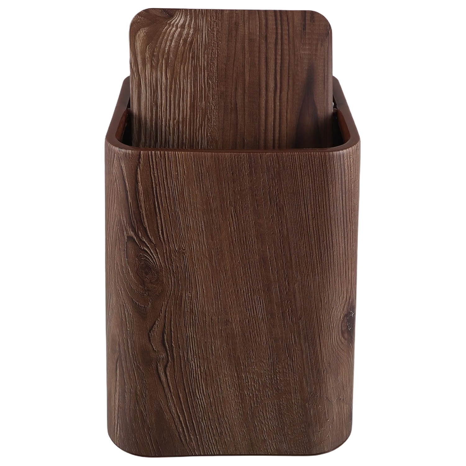 NUOBESTY Wood Grain Trash Can with Lid 8.5l Medium Waste Bin Walnut Color for Bathroom Bedroom Office Home Use | Amazon (US)