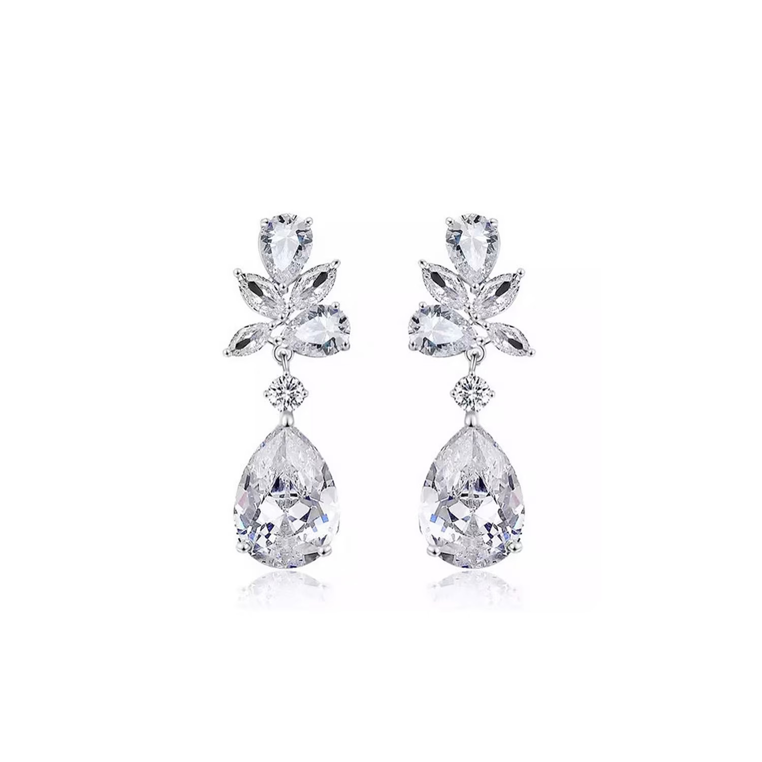 Crystal Drop Dangle Silver Earrings | Wolf & Badger