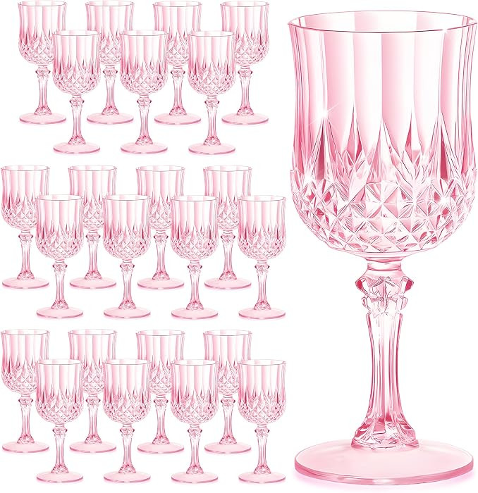 7OZ Plastic Wine Glasses, Reusable Vintage Goblets Unbreakable Drinking Glasses Crystal Water Cup... | Amazon (US)