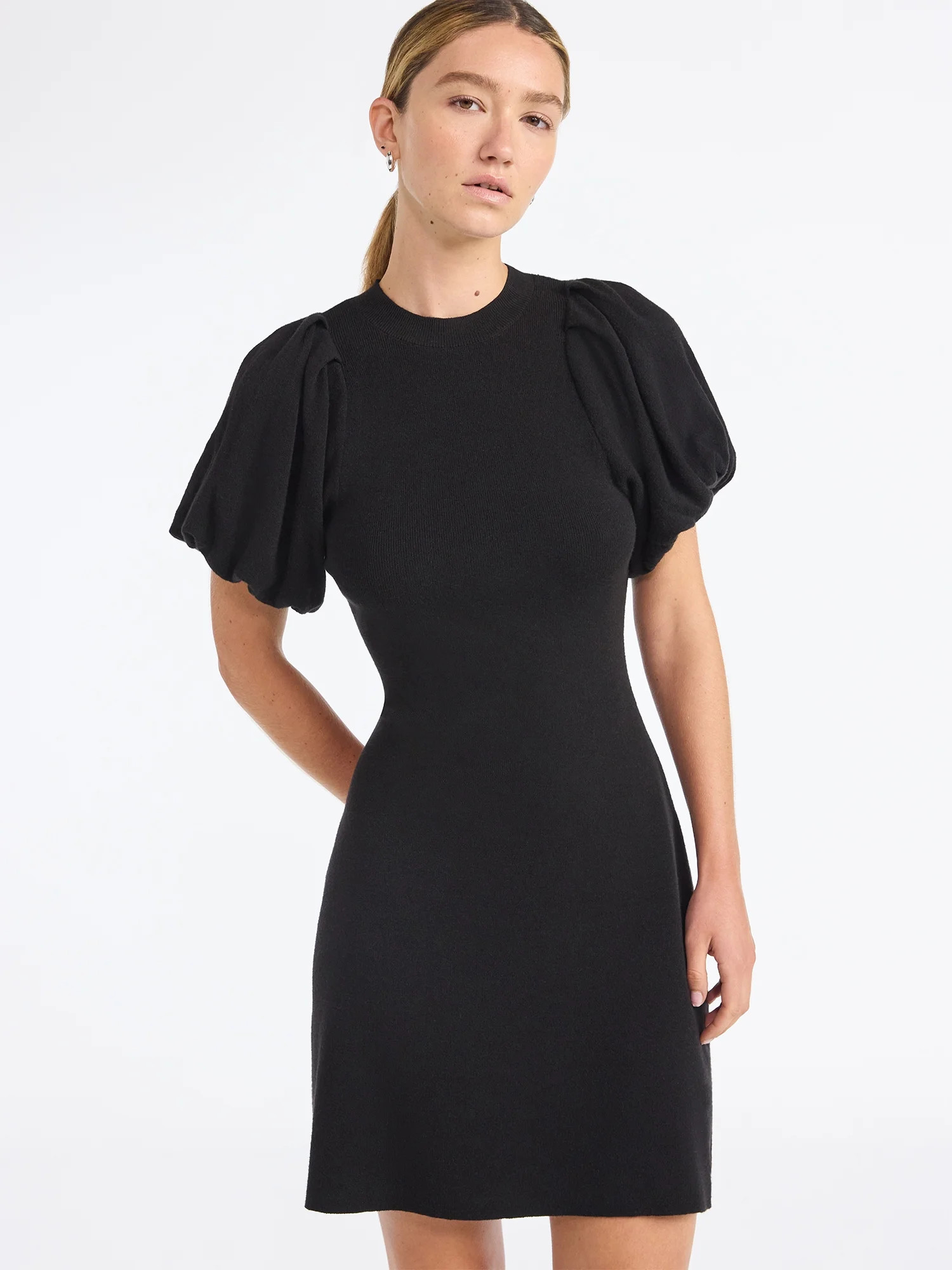 Scoop Women's and Women's Plus Sweater Dress with Puff Sleeves, Sizes XS-4X | Walmart (US)