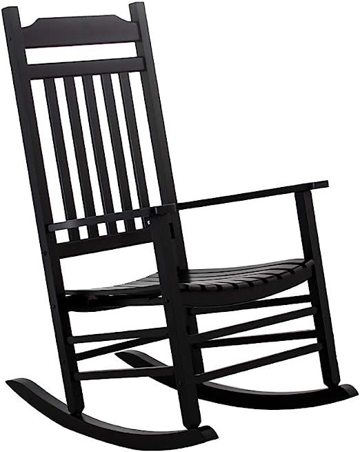 B&Z KD-30B Wooden Rocking Chair Classic Porch Rocker Outdoor Indoor Black | Amazon (US)