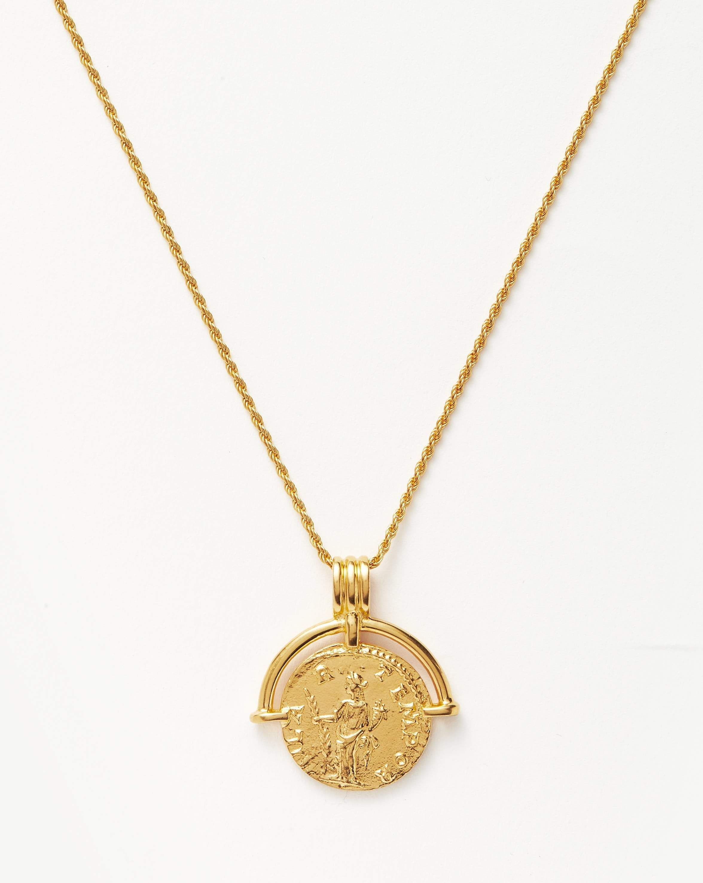 Lucy Williams Engravable Roman Arc Coin Necklace 18ct Gold Plated | Missoma