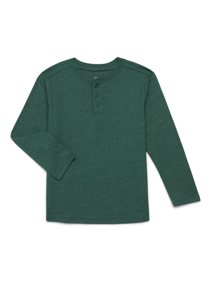 Wonder Nation Boys Henley Tee with Long Sleeves, Sizes 4-18 & Husky | Walmart (US)