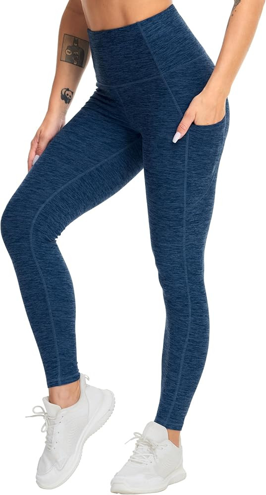 THE GYM PEOPLE Thick High Waist Yoga Pants with Pockets, Tummy Control Workout Running Yoga Leggi... | Amazon (US)