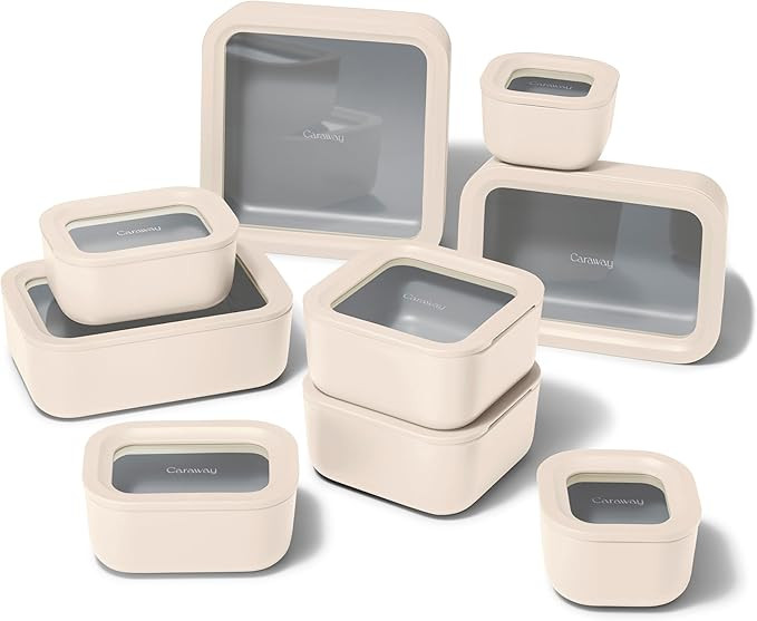 Caraway 22pc Glass Food Storage Set - Storage Containers for Food - Non-Toxic Ceramic-Coated Glas... | Amazon (US)