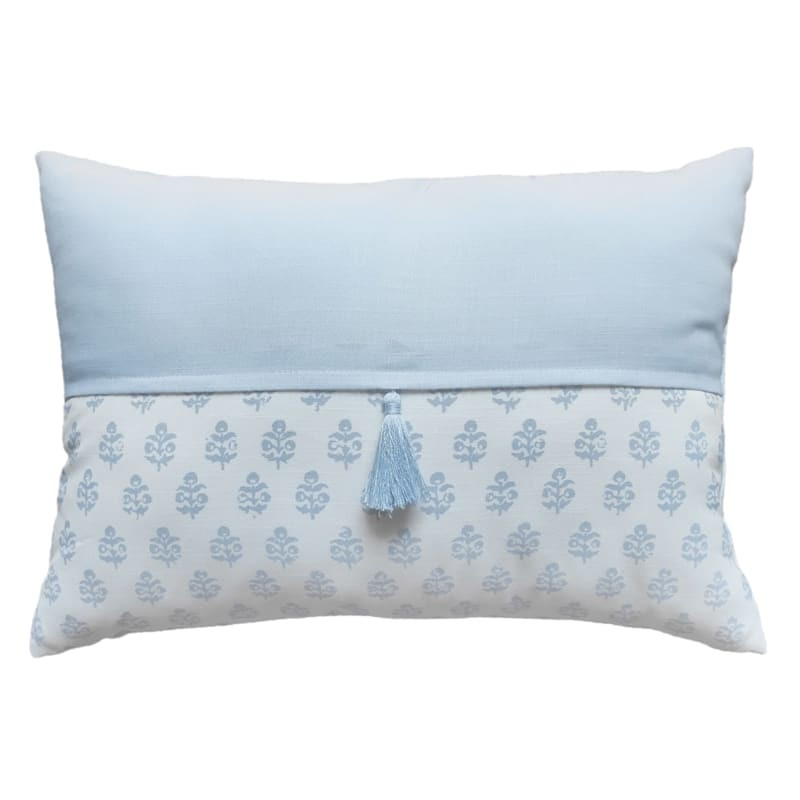 Ella Blue Block Print Throw Pillow, 14x20 | At Home