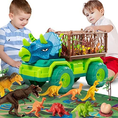 TEMI Dinosaur Truck Toy for Kids 3-5 Years, Triceratops Transport Car Carrier Truck with 8 Dino F... | Amazon (US)