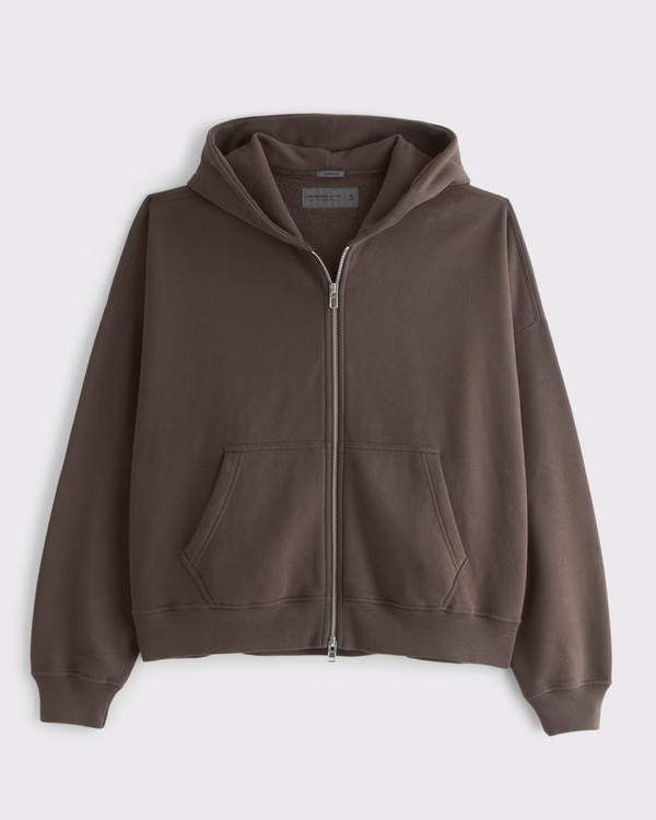 Essential Cropped Full-Zip Hoodie | Abercrombie & Fitch (US)