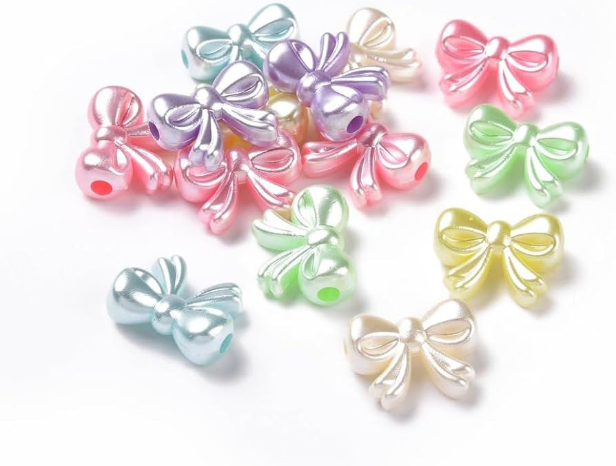 DanLingJewelry Approx 590Pcs Random Colorful Acrylic Bow Beads Imitation Pearl Bowknot Beads for ... | Amazon (CA)
