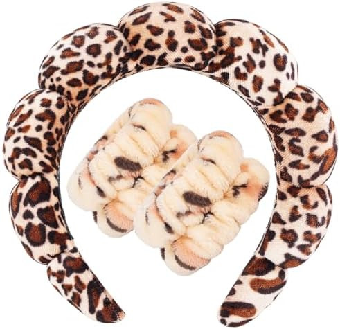 Zkptops Spa Headband for Washing Face Wristband Set Sponge Makeup Skincare Velvet Fabric Bubble S... | Amazon (US)