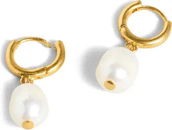 Madewell Pearl Charm Huggie Hoop Earrings | Nordstrom | Nordstrom