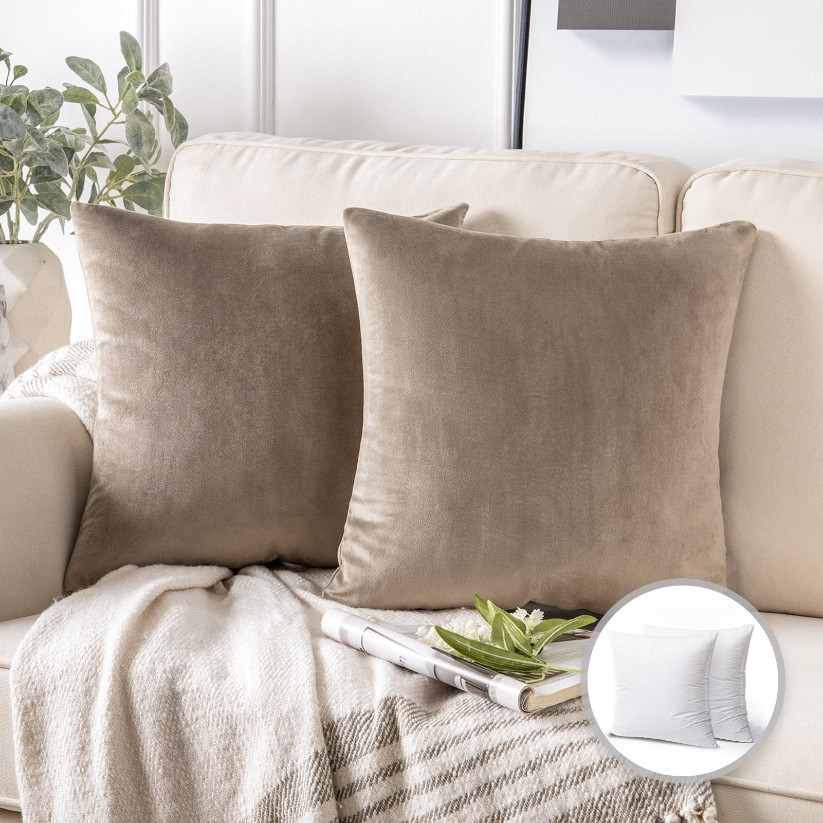 Phantoscope Soft Silky Velvet Series Square Decorative Throw Pillow Cusion for Couch, 20" x 20", ... | Walmart (US)