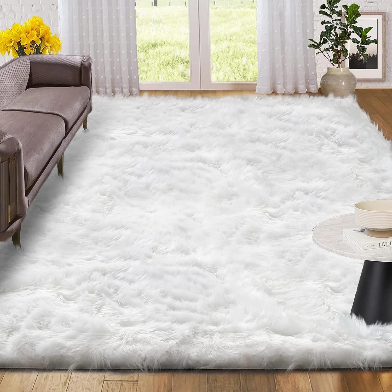 Sanmadrola Faux Sheepskin Area Rugs Fluffy Shaggy Rug Ultra Soft Faux Fur Carpets Rug Fluffy Wash... | Walmart (US)