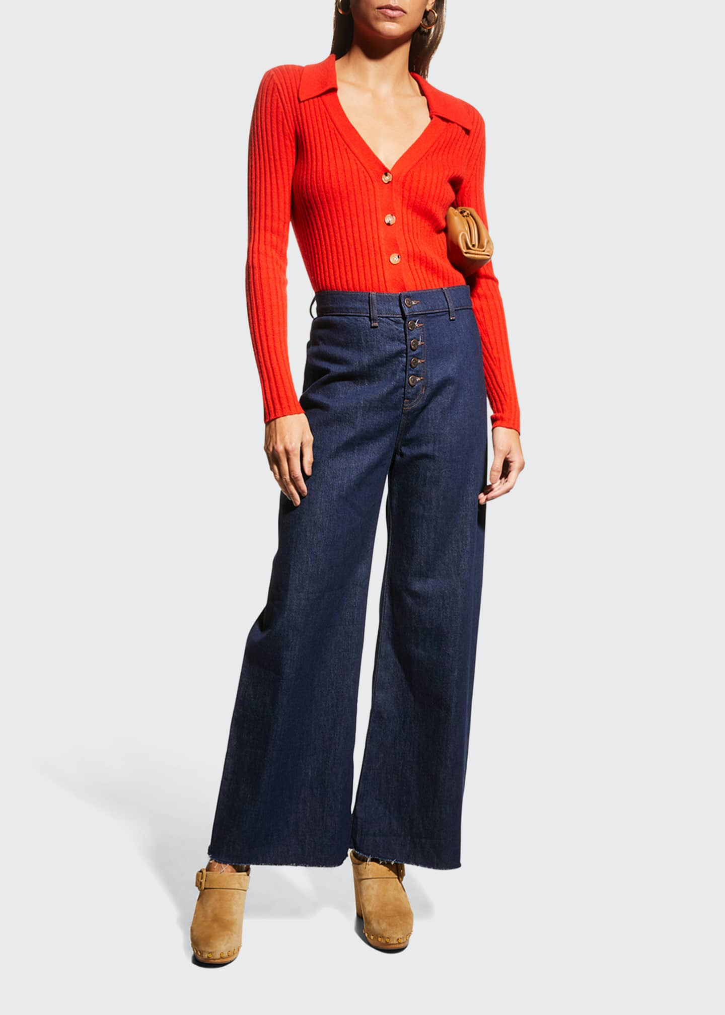 Veronica Beard Jeans Grant Wide-Leg Raw-Hem Jeans | Bergdorf Goodman