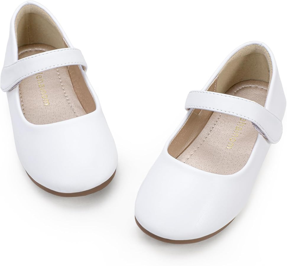 Hehainom Toddler Girls Flats Mary Jane Flower Girl Dress Shoes School Wedding Party Shoes | Amazon (US)