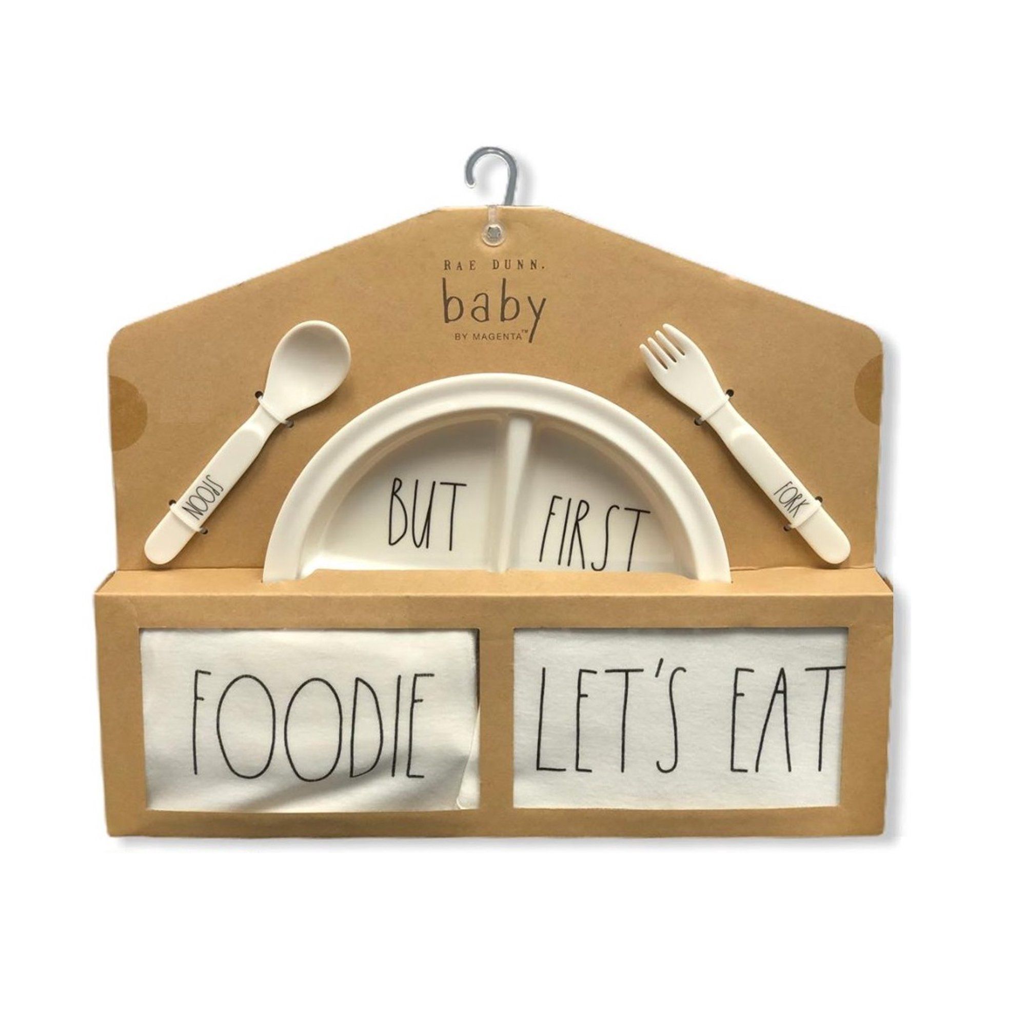 Rae Dunn Baby 5 Piece Gift Set: Plate Bib Bodysuit Utensils (3-6 Months) Foodie | Walmart (US)