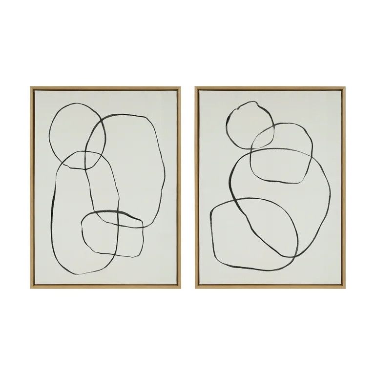 Kate and Laurel Sylvie 871 Modern Circles and 869 Going in Circles Framed Linen Textured Canvas W... | Walmart (US)