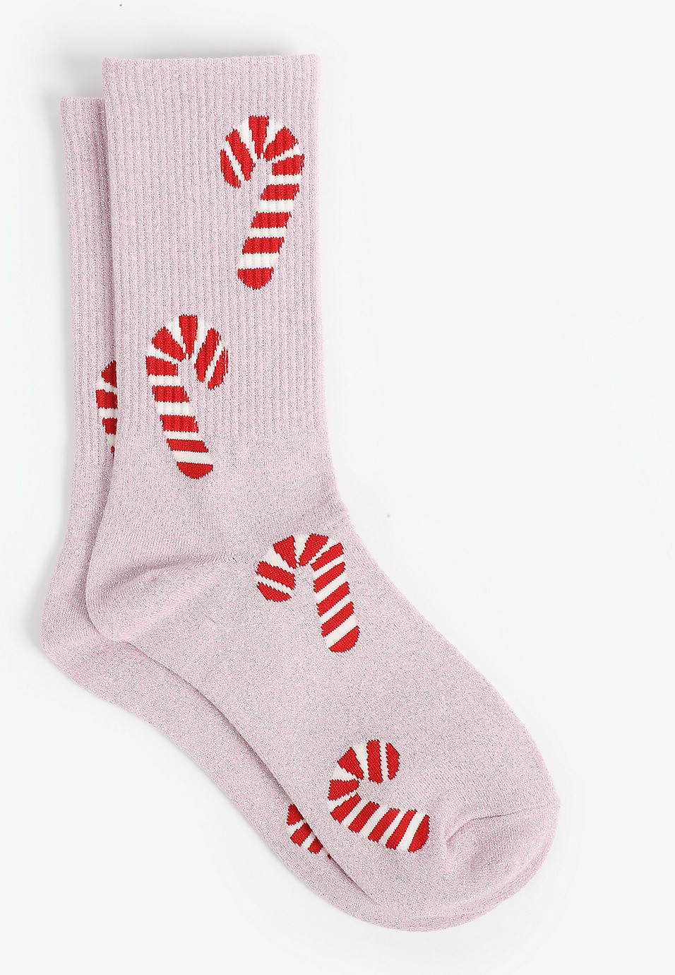 Festive Metallic Candy Cane Crew Socks | Maurices