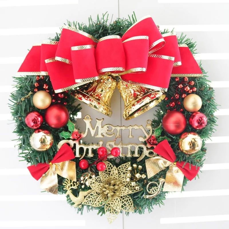 30cm/12" Christmas Bowknot Christmas Wreath Christmas Bell Door Decoration 1PCS Garland Christmas... | Walmart (US)