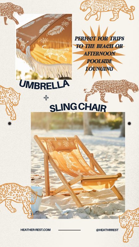 Summer Tropical Jungle pattern sling chair & umbrella matching, for poolside backyard furniture or the beach!

#LTKswim #LTKSeasonal #LTKhome