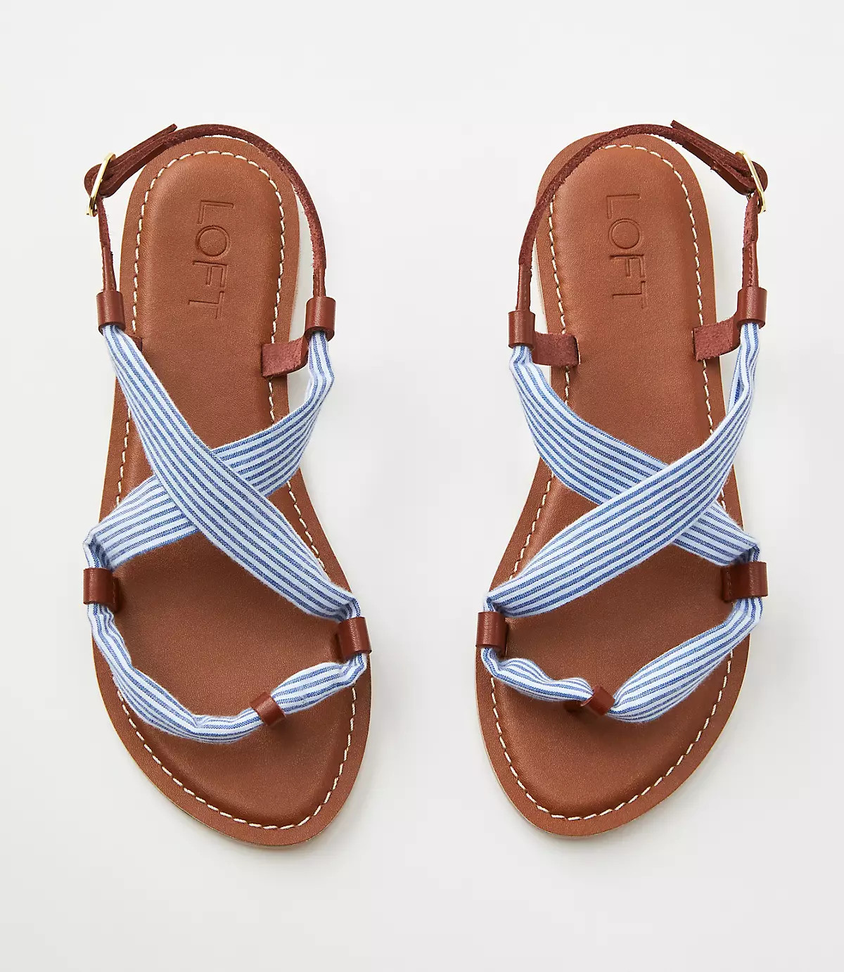 Strappy Fabric Leather Sandals | LOFT