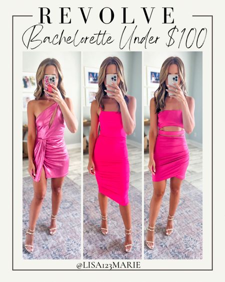Revolve bachelorette party outfits under $100. Party dresses. Vegas dresses. Miami dresses. Vegas outfits. Bachelorette party weekend. Pink dresses. Hot pink dress. Barbie dress. 

I’m XXS/XS in Revolve - message me on IG if you need help with sizing.

#LTKunder100 #LTKwedding #LTKtravel