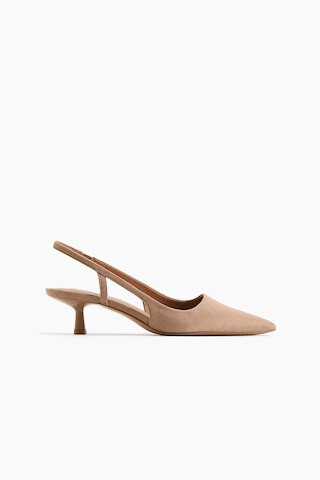H & M - Kitten-Heeled Slingbacks - Dusty Beige | H&M (US + CA)